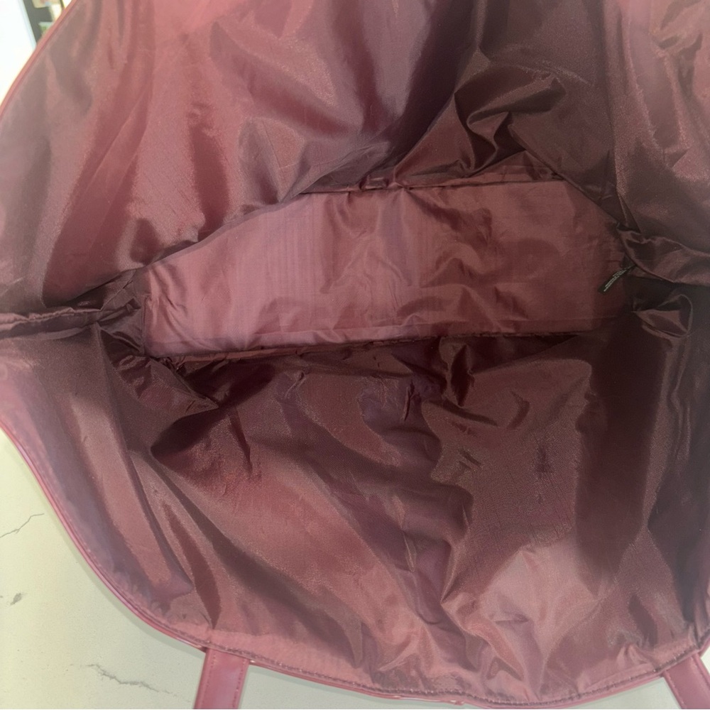 Burgundy Leather Tote Bag with Pouch - Picture 6 of 8
